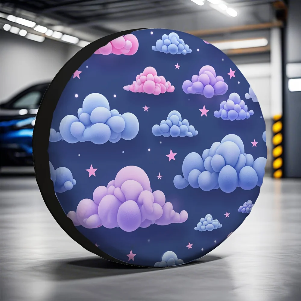 

Чехол для запасного колеса Dreamy Clouds and Stars, полиэстер, устойчивый к атмосферным воздействиям автомобильный аксессуар для защиты автомобиля