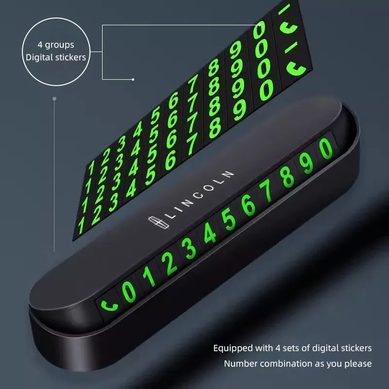 1Pcs Privacy‑Safe Noctilucent Parking Number Sign For Lincoln Aviator Corsair Nautilus Z Navigator One‑Touch Hide Dashboard Styl