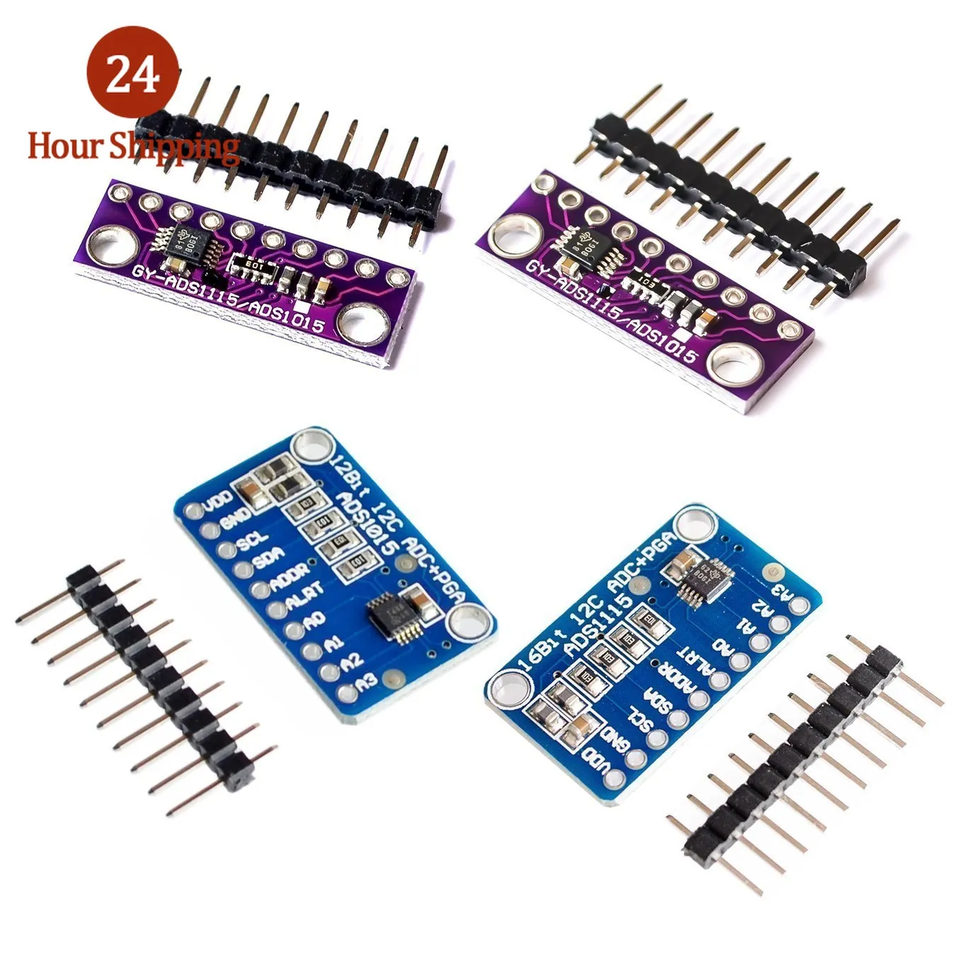 16 Bit I2C ADS1115 ADS1015 Module ADC 4 channel with Pro Gain Amplifier 2.0V to 5.5V for Arduino RPi