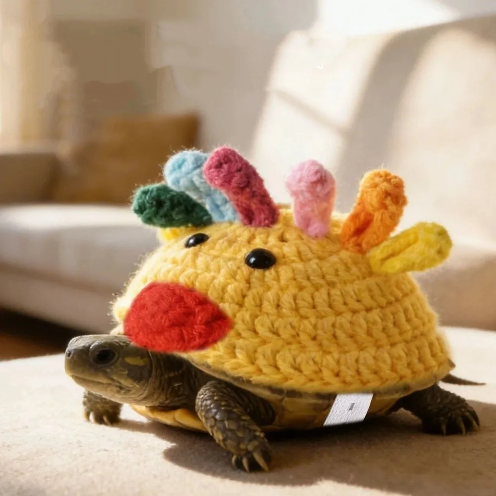 

Pet Apparel Adjustable Strap Knitted Turtle Sweater Funny Handmade Tortoise Clothes Soft Cartoon Tortoise Shell Costume Festive