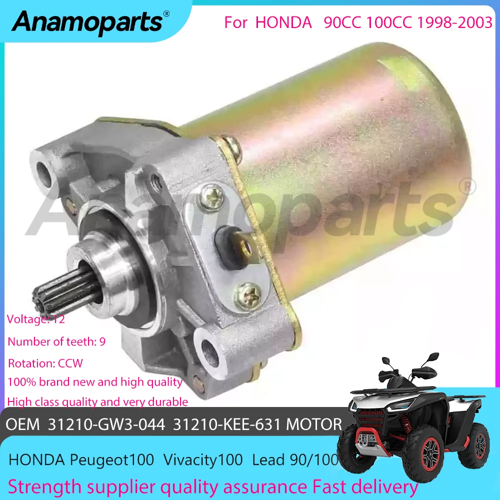 Motorcycle Engine Starter motor fits for 1998-2003 HONDA Peugeot Elyseo Looxor Trekker X-Fight 100 Lead 90 100CC 31210-GW3-044