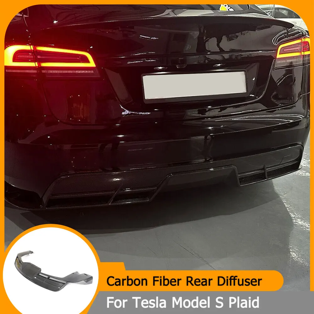 

Задний диффузор автомобиля, спойлер, бампер, защита для губ для Tesla Model S Plaid 2021-2023, задний бампер из углеродного волокна, разделитель губ