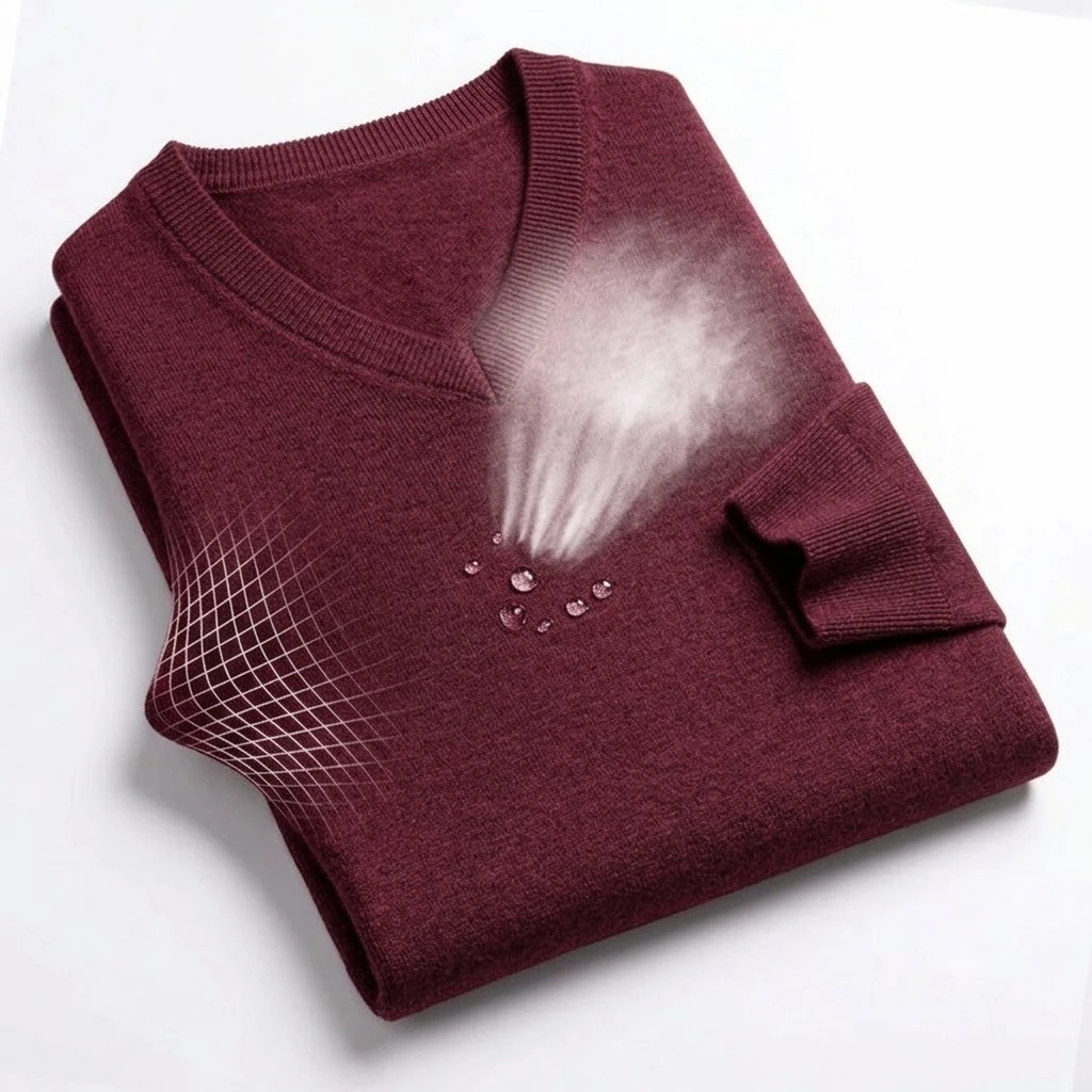 Herbst Herren V-Ausschnitt Strickpullover Slim Fit Langarm Anti-Pilling Pullover Einfarbig Trend Herren Streetwear Luxus Business – Detail 9