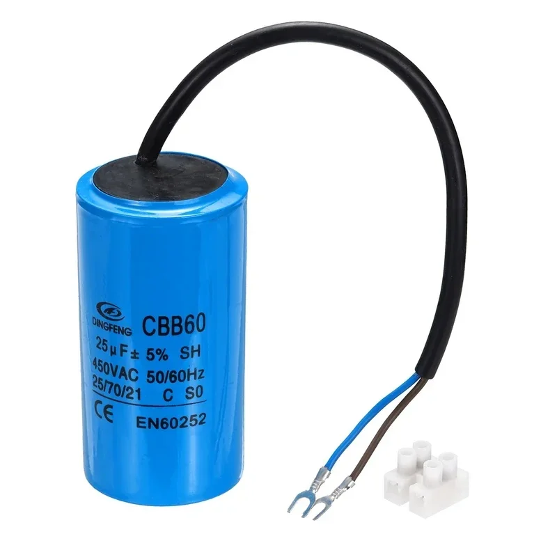 CBB60 25-45uF Running Capacitor AC 450V 2 Wires 50/60Hz for Air Compressor Motor Washing Machine Refrigerator Motor Start