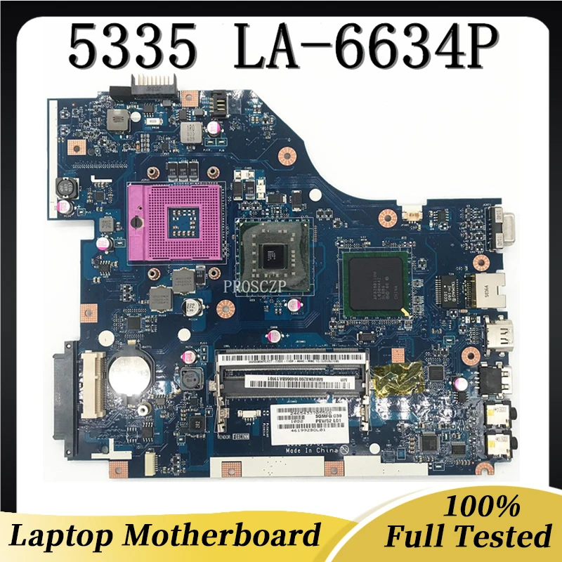 

Free Shipping High Quality Mainboard For ACER Travelmate 5335 5735 Laptop Motherboard PEW52 LA-6634P DDR3 100% Full Working Well