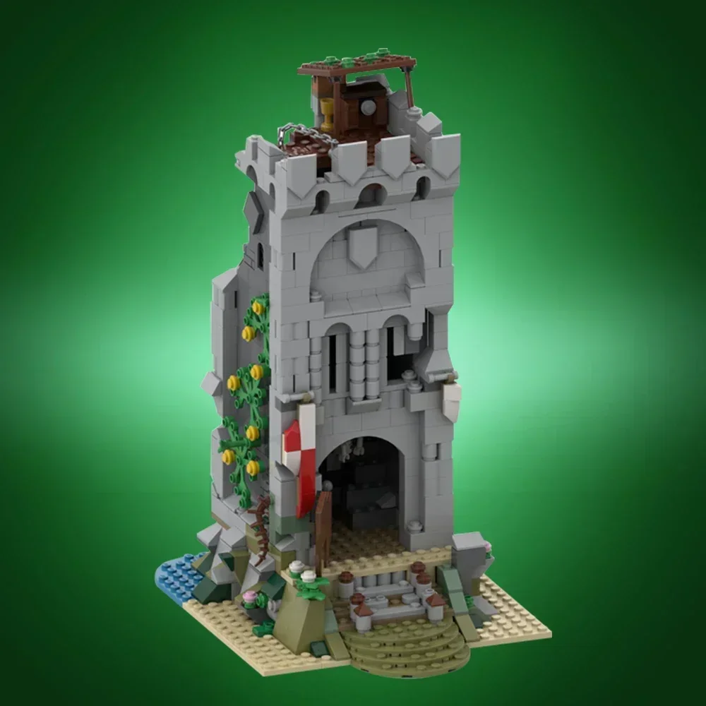 Gobricks MOC 放棄されたタワーモデルレンガ中世の城ビルディングブロックモジュラー城ビルディングブロックセットおもちゃ子供のためのギフト