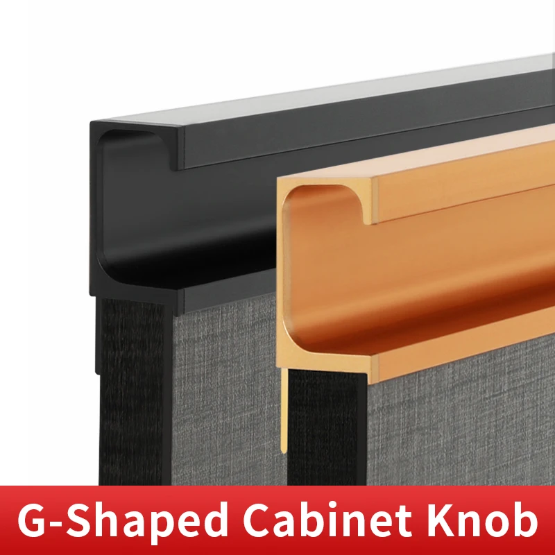 BaiNong Modern Simple Style Cabinet Door G Handle Slotless Drawer Kitchen Cabinet Door Handle Black Invisible