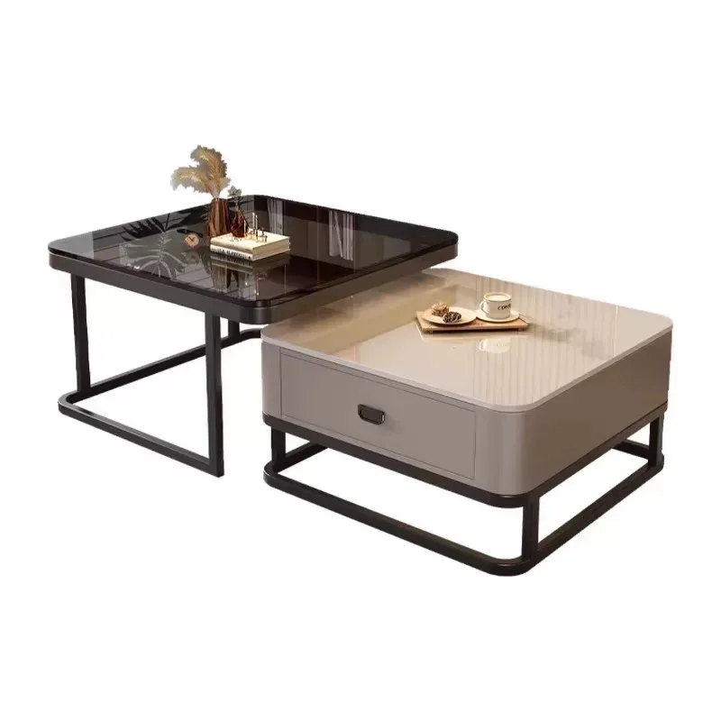 #Modern Marble Top Coffee Table Durable And Easy Clean Multi-Functional Extendable Design