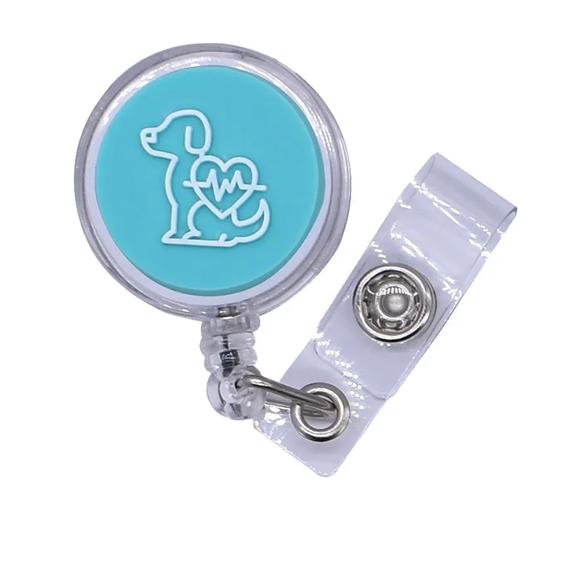 Animal bonito Paw Badge Reel, colhedor, Clip para Pet, médico, trabalhador médico, titular do cartão, fácil de puxar, certificado Buckle, 1 peça