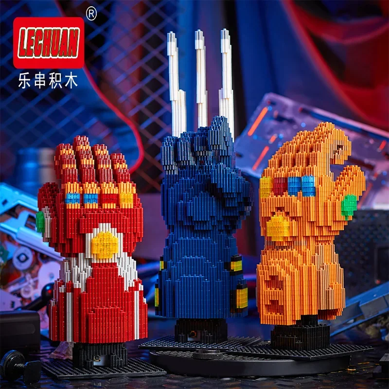 Linkgo Infinity Gauntlet Micro Building Blocks Super Heroes DIY Assembled Connection Mini Brick Figures Toy For Home Decor