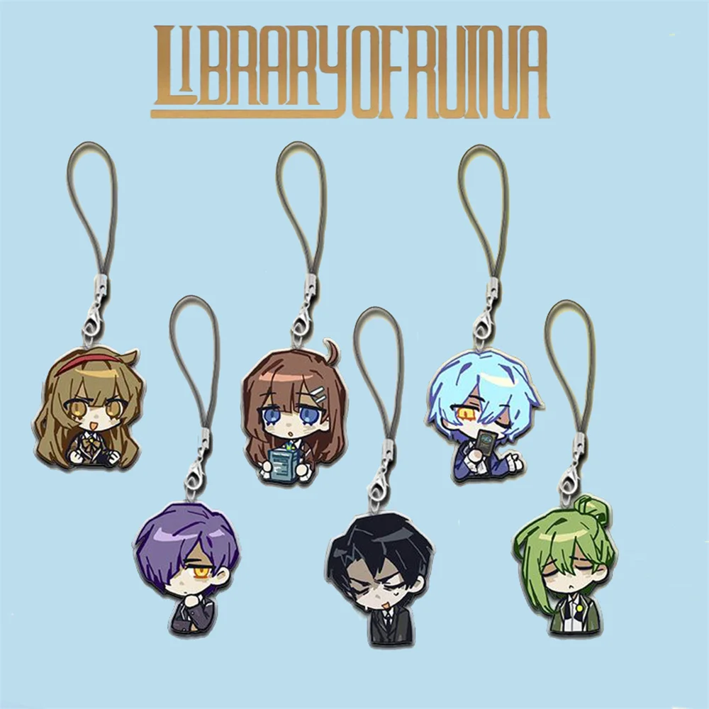 Game Library Of Ruina Roland Angela HOD Michelle Cosplay Key Chain Acrylic Rope Phone Chain Keyring Pendant Bag Accessories