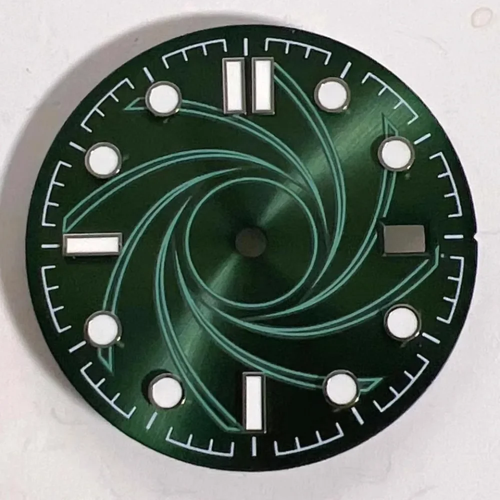 31mm Watch Dial Green Luminous Figure Watch Faces with Calendar Window for ETA2836 Movement Watch Accessories Repair Parts