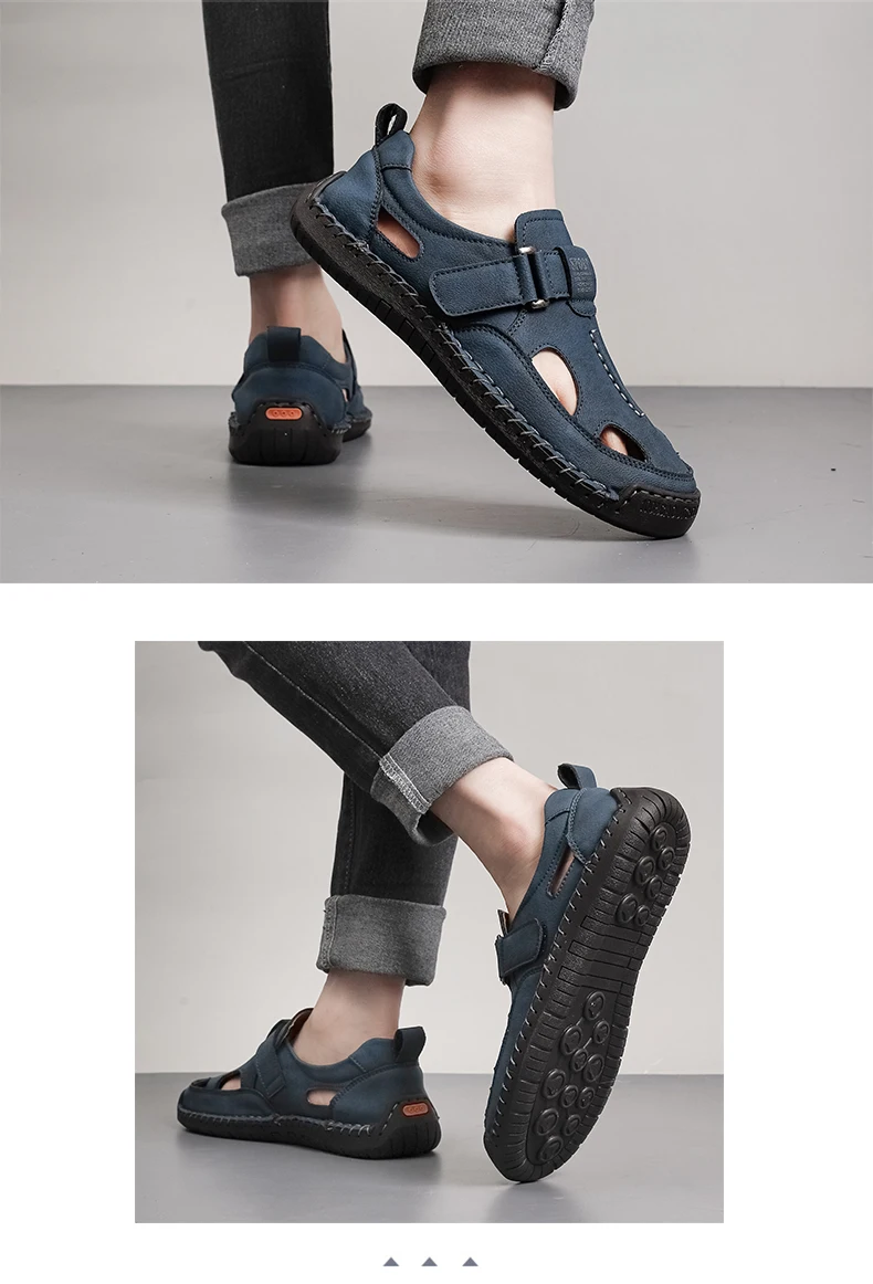 Bestseller Sommer Herren-Sandalen Outdoor Herren-Strandsandalen Handgefertigte Leder-Römersandalen Modische Herren-Wasser-Trekking-Sandalen – Detail 14