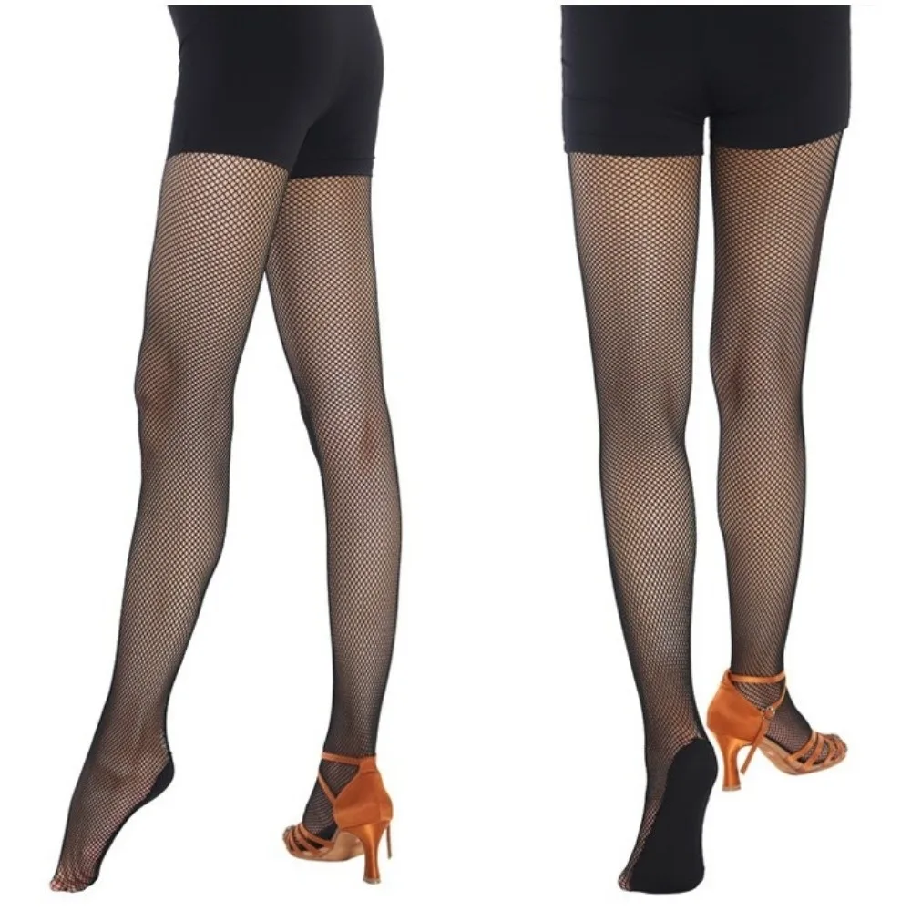 

New Hard Mesh Latin Tights Elastic Non Slip Sole Competition Special Pantyhose Wear-resistant Latin Dance Fishnet Stockings