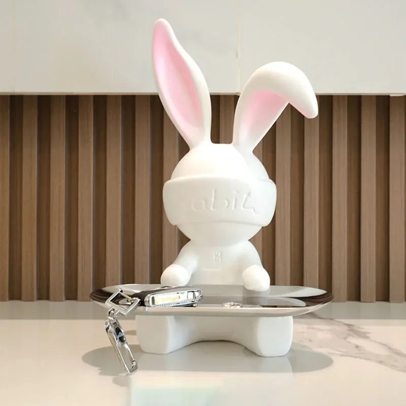 Home Decoration Electroplate Sculptue Nordic Home Decor Rabbit StatueChristmas Decoration Home Accessories Flocking Figurine