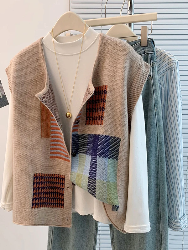 

Casual Open Cardigan Vest Svel Embroidered Loose Fit Autumn Winter New Sle Women's Faion plus Size round Ne Tank Top