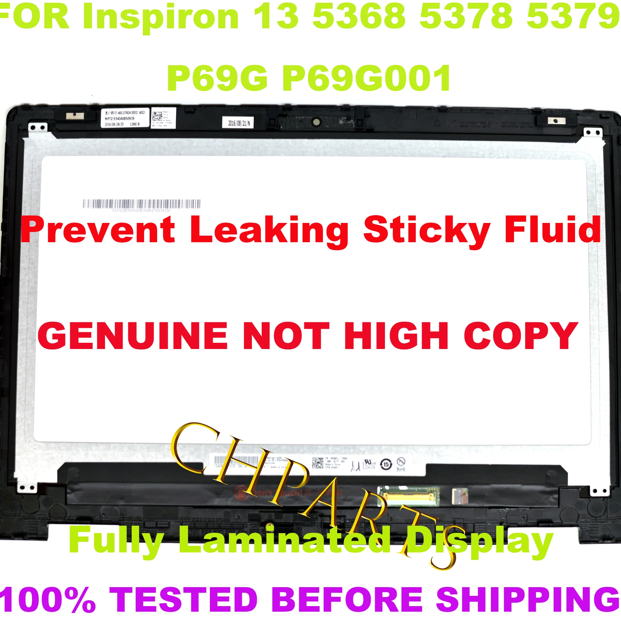 13.3'' LCD Display Panel Touch Screen Replacement Assembly For Dell Inspiron 13 5368 5378 5379 P69G NV133FHM-A11 B133HAB01.0