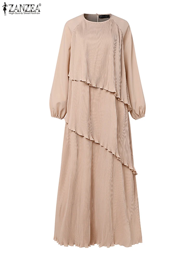 Women 2024 Autumn Dresses Muslim Abaya Maxi Robe Femme IsIamic Clothing ZANZEA Fashion Long Sleeve Casual Loose Vestidos Kaftan