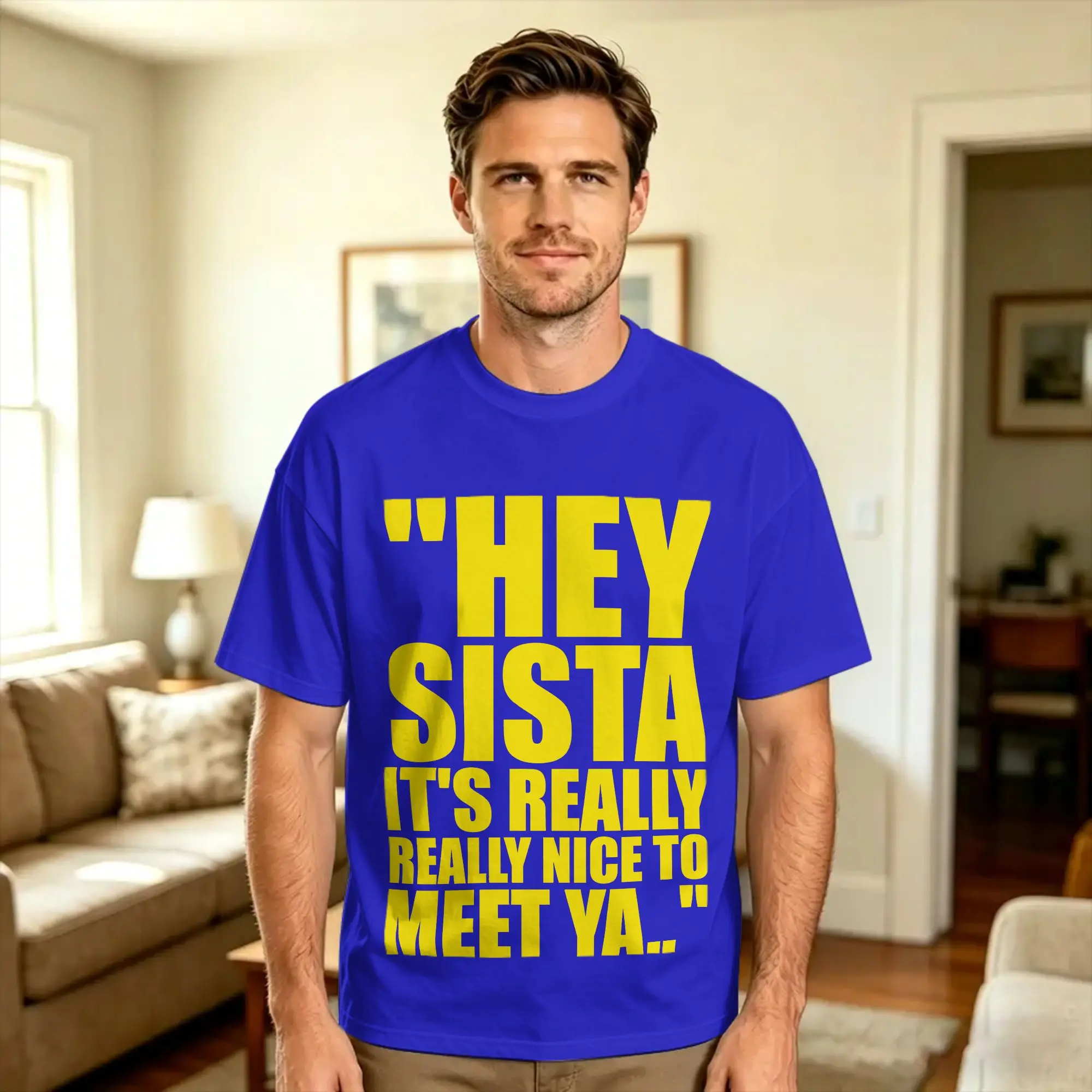 Vintage T Shirt Hey Sista It's Really Really Nice to Meet ya Retro Quote 100% Cotton T-Shirts  Hipster Tshirt Short Sleeve Tees,