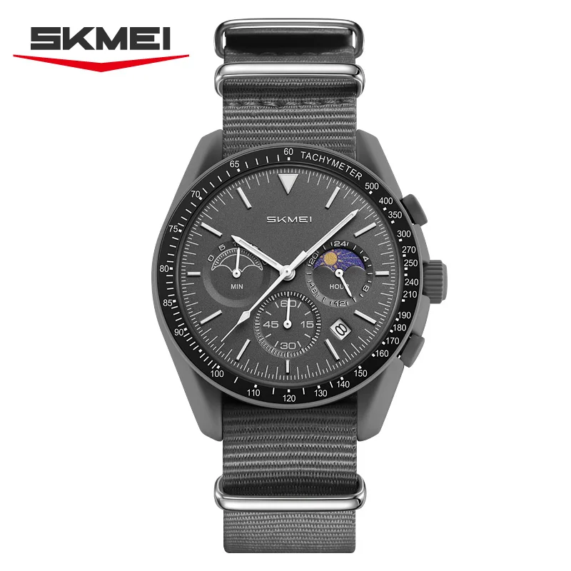 SKMEI 9392 New Quartz Chronograph Watch Mens Womens Night Light Calendar Waterproof Sports Watch Fashion Nylon Strap Watch Reloj