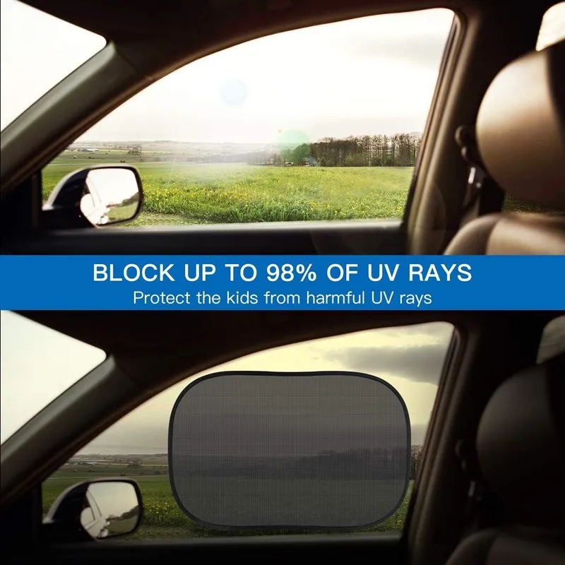 2 Stück Faltbarer Auto-Sonnenschutz UV-Schutz Auto-Vorhang Baby-Autofenster-Sonnenschutz Seitenfenster-Netz Sonnenblende Sommer-Schutzfolie – Detail 9