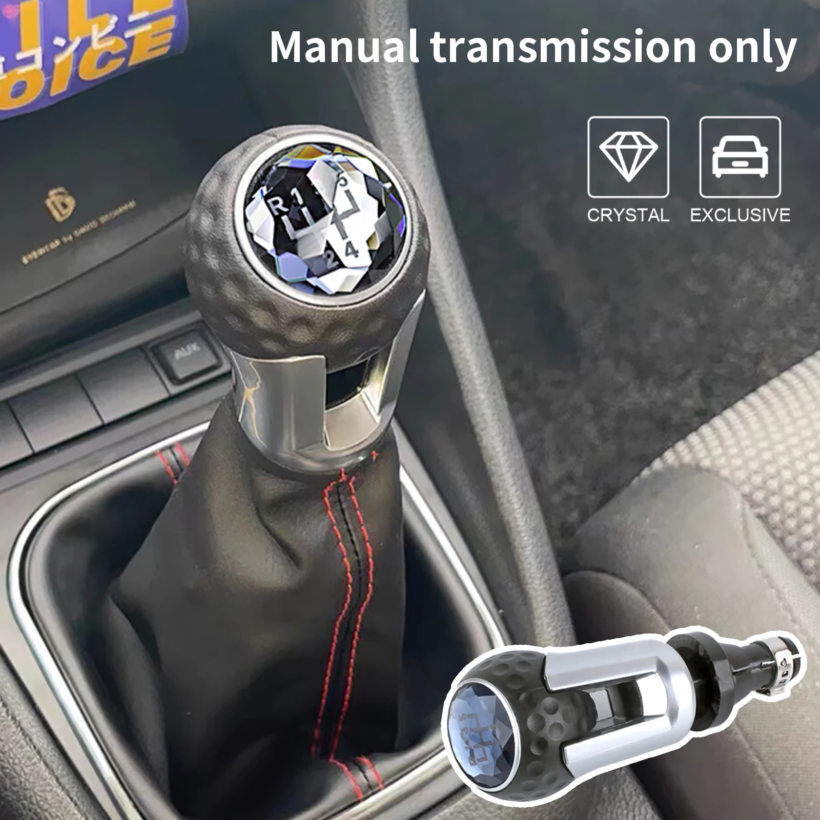 New Car 5/6 Speed 12mm Crystal Gear Shift Knob Lever Shifter Gaiter Boot for VW Golf Bora Jetta GTi MK4 Interior Accessories