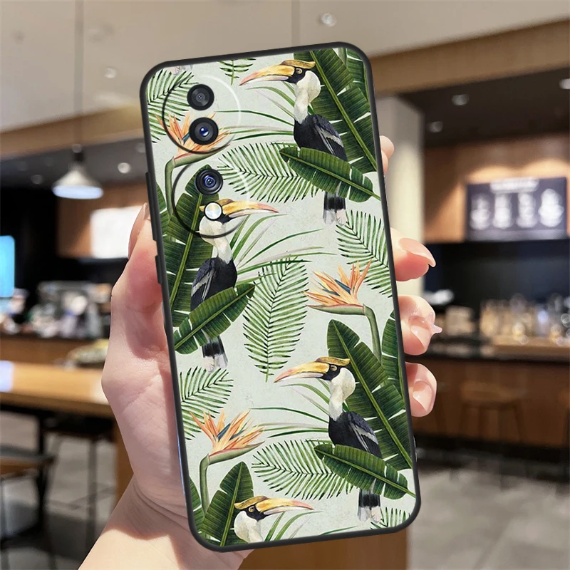 Retro Banana Leaf Plant Case For Huawei P30 Lite P20 P40 P50 Pro Nova 5T P Smart 2019 Honor X8 50 70 X7 X9a Cover