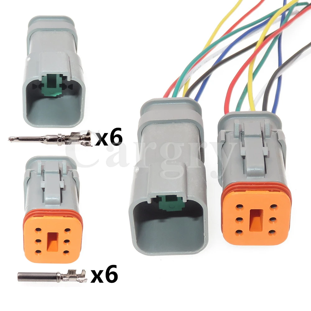 

1 Set 6P DT04-6P-E008 DT04-6S-E008 Car Pump Waterproof Connector Automotive Starter Wiring Harness Socket