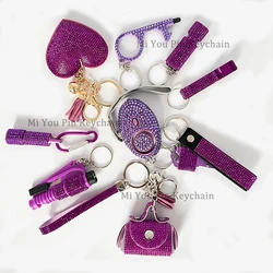 Rhineston New Fashion Luxury Bling Shiny Self Defense Keychain 10pcs Full Set with Alarm ,Window Breaker Women Gift Product