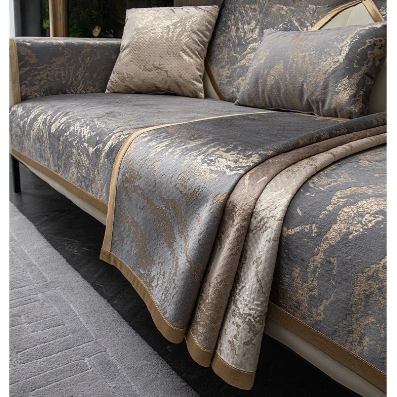 2025 Dutch Velvet Gilding Technology Sofa Cover Four Season Sofa Towel Sofa Cushion Anti Slip Light Luxury Leather Couch Blanket