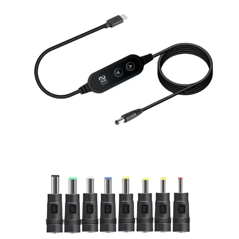 AA08-4X USB C To DC Power Boost Cable Type C To DC PD 65W Fast Charging Adjustable 5V/9V/12V/15V/20V Boost Converter Cable