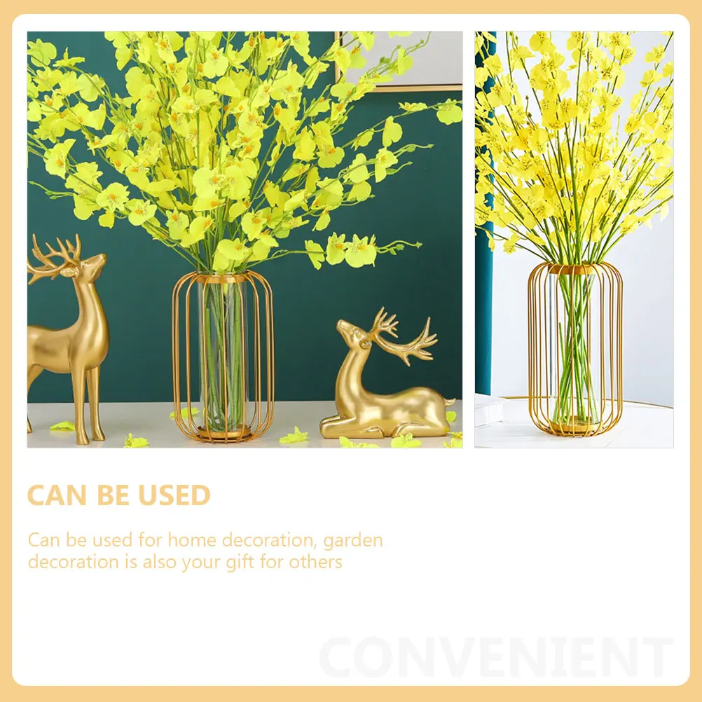 

Hydroponic Vase Flower Vase with Iron Stand Nordic Style Transparent Glass Bottle for Flower Arrangement Plant Nurturing