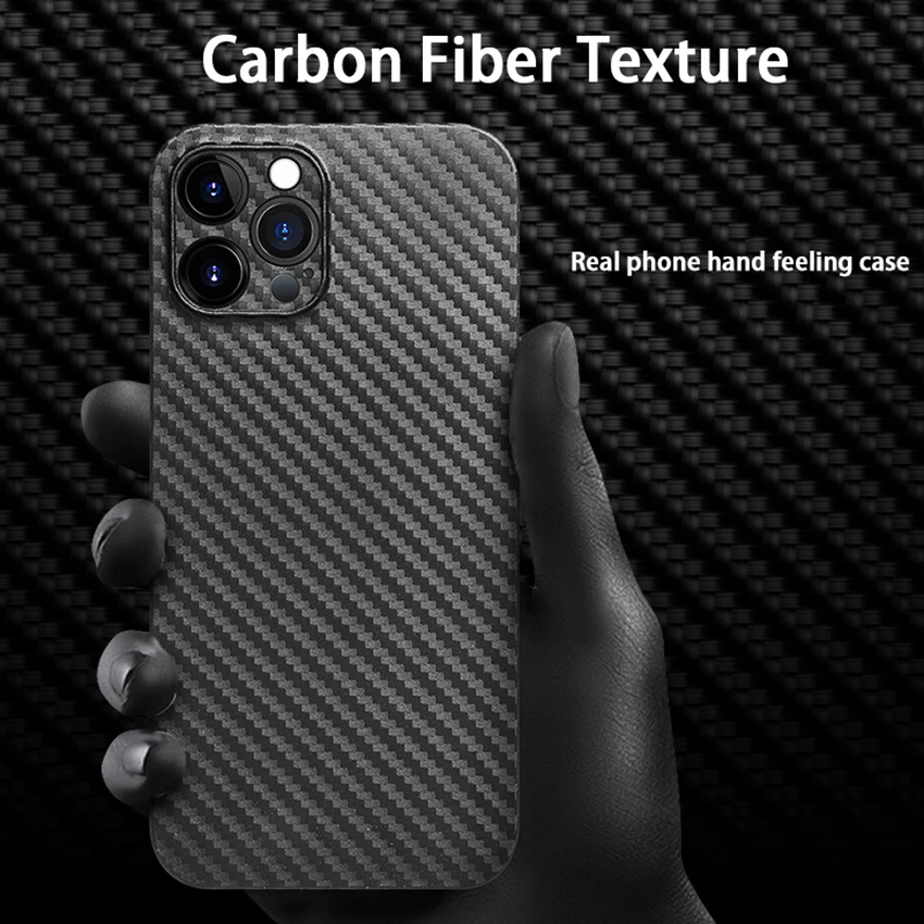 Custodia per telefono ultra sottile con struttura in fibra di carbonio per Iphone 16 15 14 13 12 11 Pro Max Plus 16Pro Custodia per telefono con sensazione di pelle 14Pro Cover