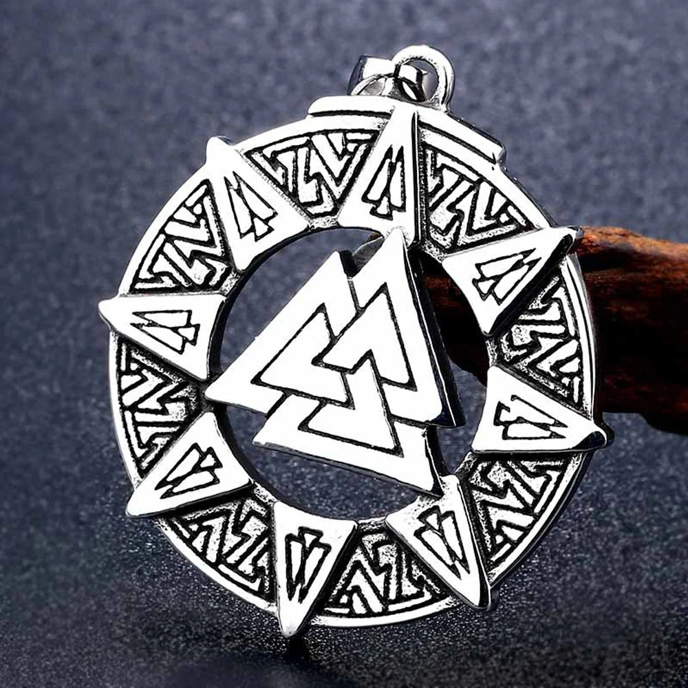 Vintage Viking Valknut Necklace Mens Chain Punk Nordic Stainless Steel Odin Rune Pendant Necklace Biker Jewelry Gift Wholesale