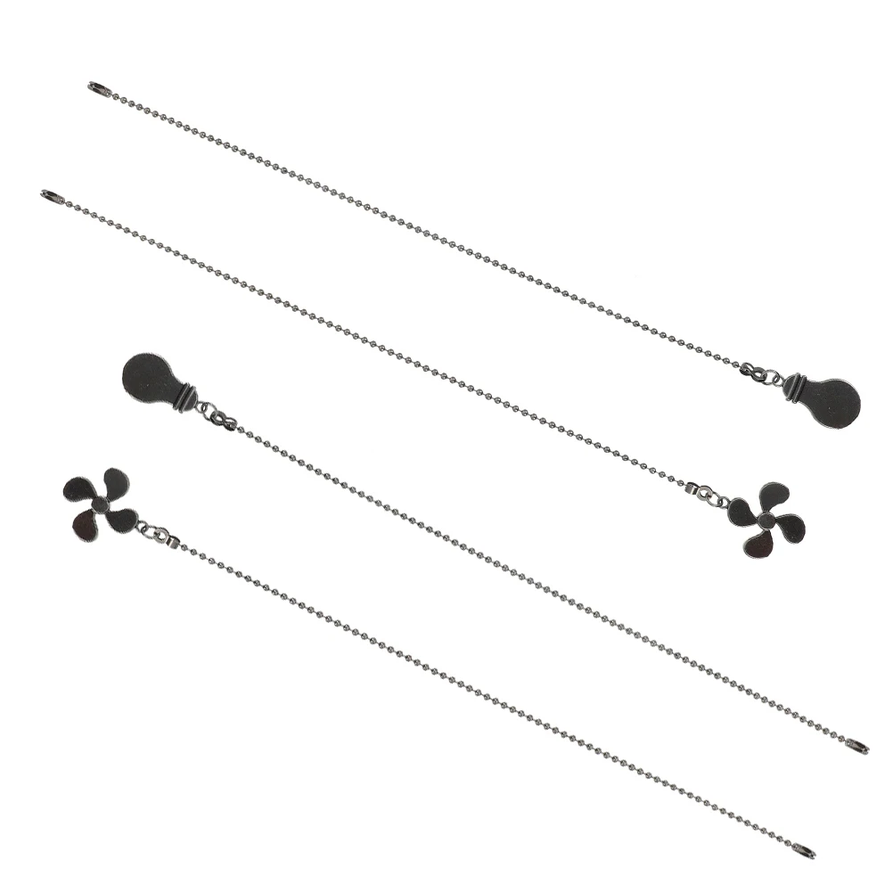 

2 Sets Black Ceiling Fan Pull Chain Extension Light Replacement Metal Lamp Accessories Zipper Hardware for Home Bedroom