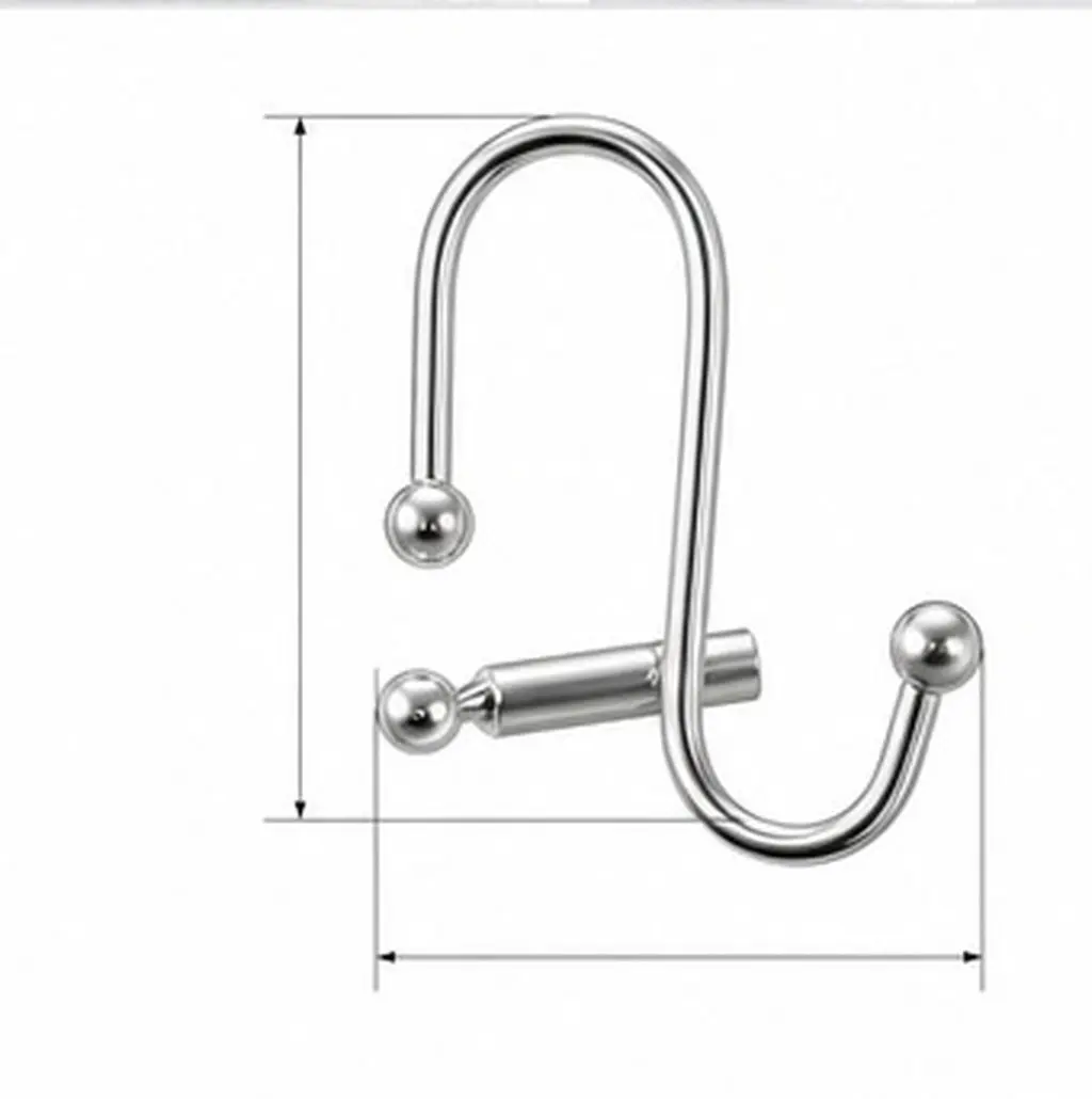 12Pcs Decorative Shower Curtain Hooks S Shaped Lightweight Wear Resistant Hooks for Bathroom Window Curtains Shower Curtain Hook