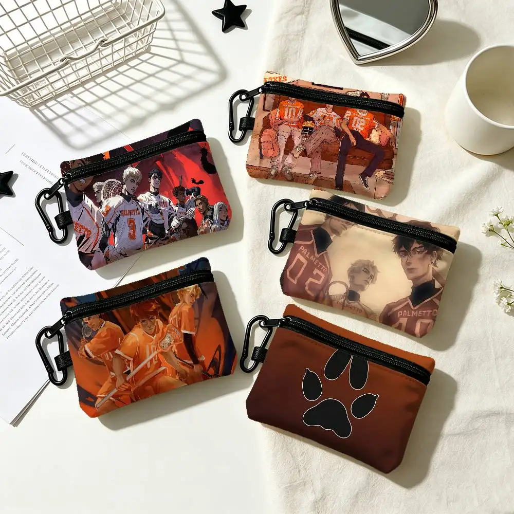 A-AFTG All For The Game Cartoon Portable Oxford Fabric Mini Wallet Carabiner Design Small Coin Bag For Cards Keys Earphones
