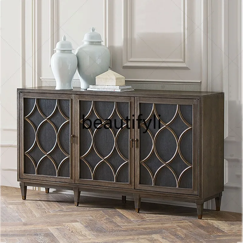 Ingangskast Massief houten entree Woonkamer Opbergkast TV-kast Vintage dressoir Amerikaanse stijl entreetafel