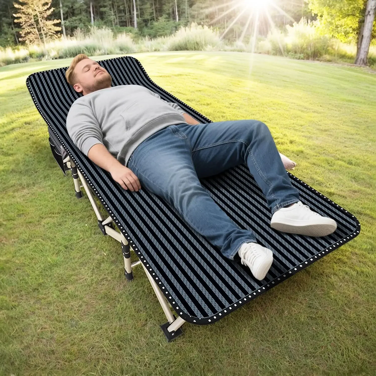 Oversized Camping Cot for Adults, Extra Wide 31.5'' Folding Bed with Carry Bag, Lightweight 500lbs Support, Portable Sleeping