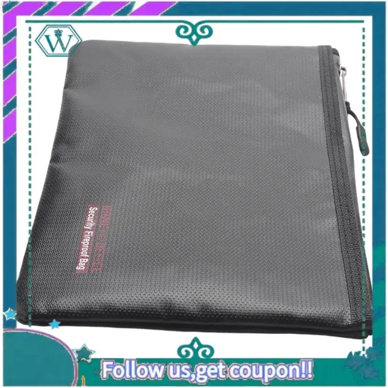 A75Q-8X Fireproof Money Safe Document Bag. NON-ITCHY Coated Fire & Water Resistant Safe Cash Bag For File Folder Holder