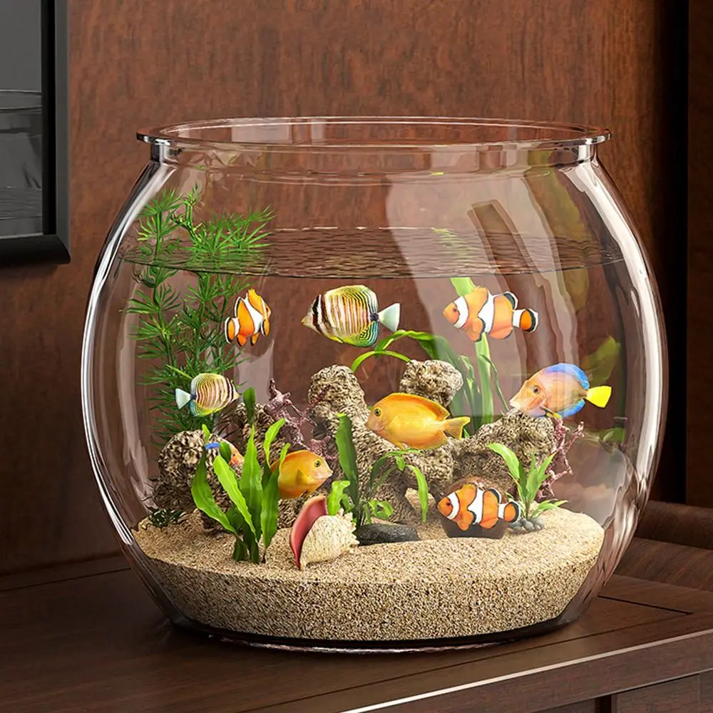 Ultra Klare Runde Fisch Schüssel Goldfisch Schüssel Kunststoff Fisch Betrachtung Tank Bruchsicher Haushalt Desktop Aquarium Tisch Ornament