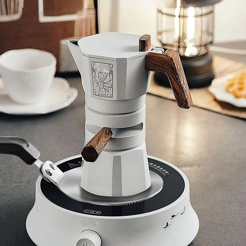 Piastra convertitore piano cottura a induzione, piastra convertitore a induzione in acciaio inossidabile con manico isolato per pentole in vetro e Moka