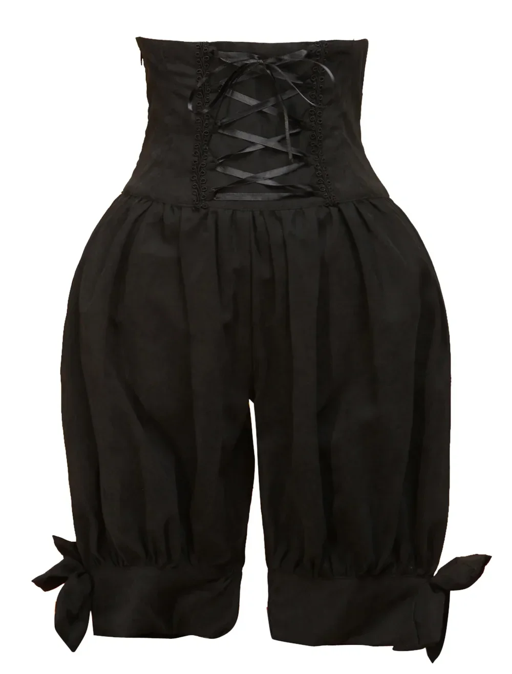Gotyckie czarne Steampunk dynia Bloomers bawełniane spodenki Lolita zasznurować marszczenie kokardki spodnie Lolita szorty dla kobiet