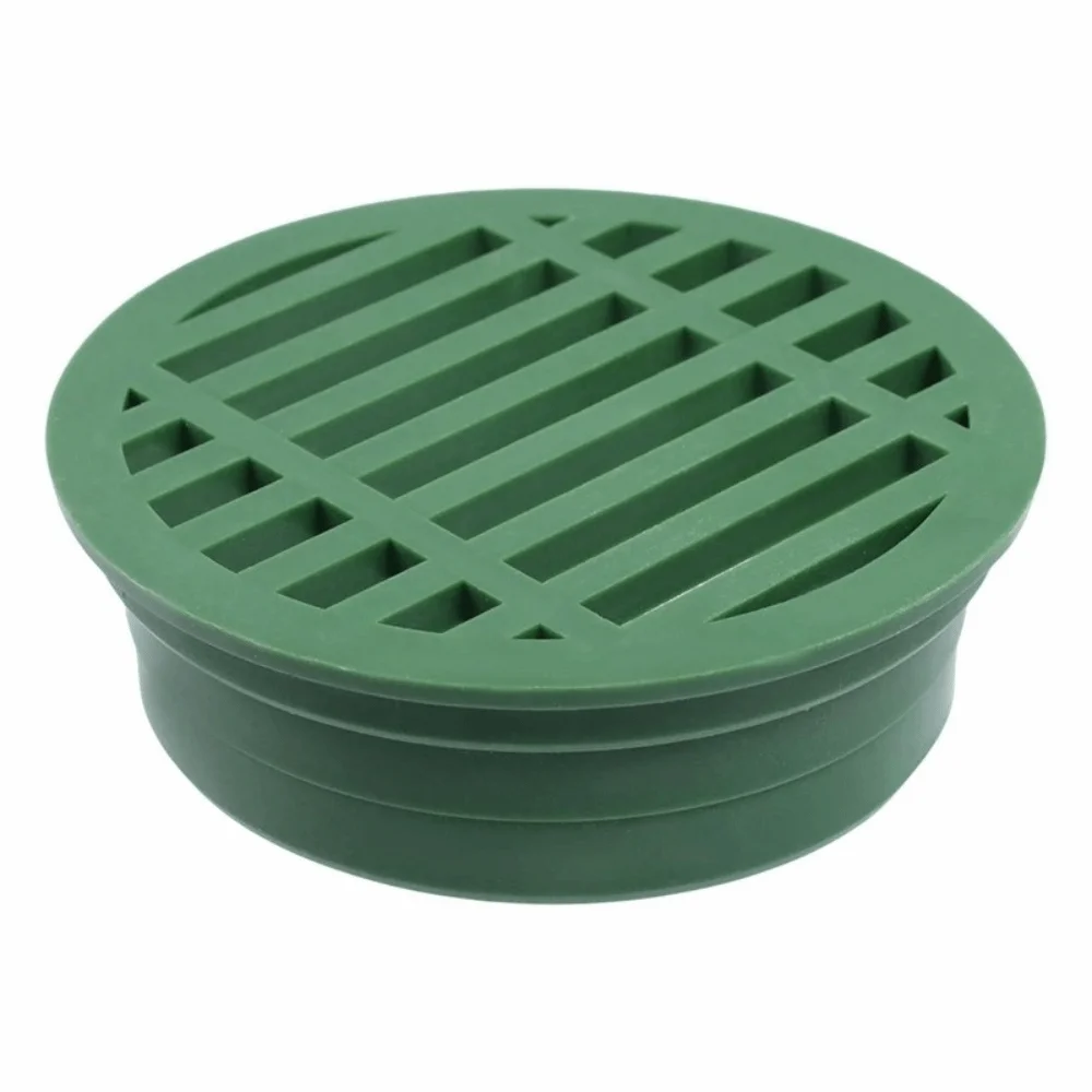 2PCS Durable Polypropylene PP Floor Grate Cover Round 4 Inch Lawn Drain Cover Green Sewer Cover Patio Corners