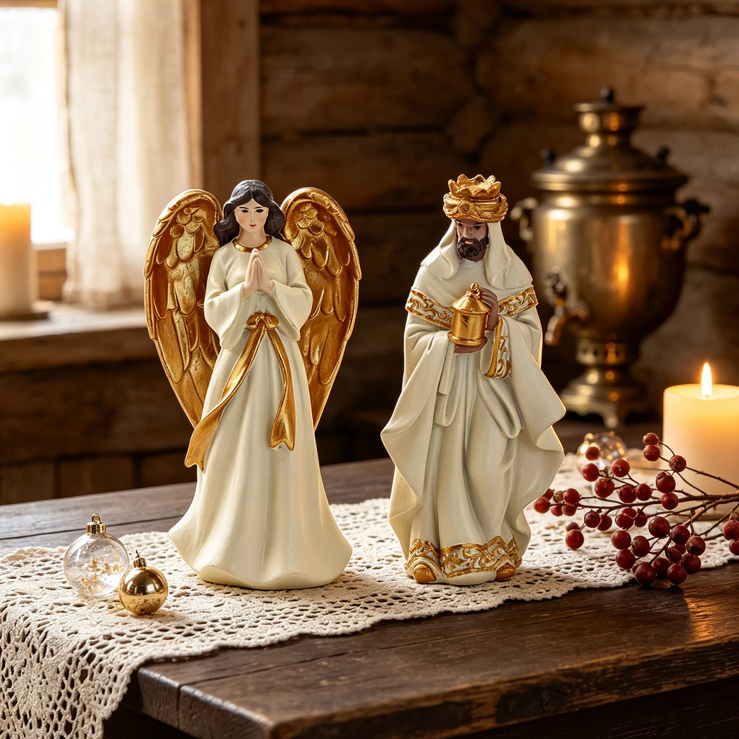 Set Of 2 Santa Claus Bust Figurines Merry Christmas Vase Holder Cute Xmas Tabletop Mantel Holiday Home Decor Gift Ornament