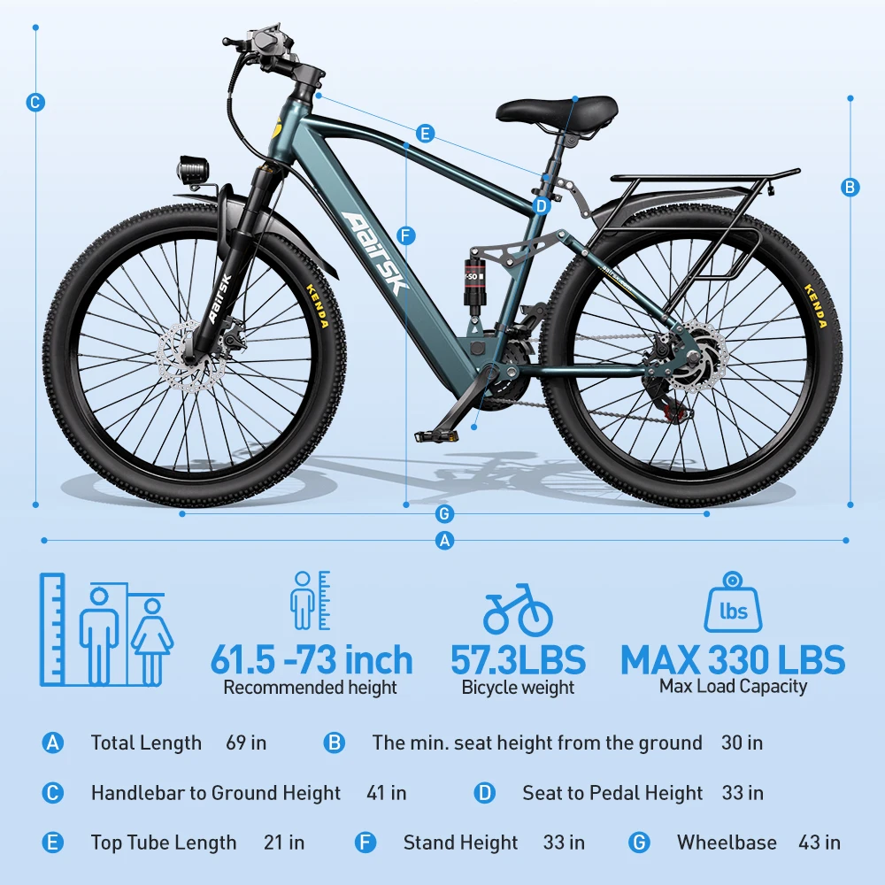 Aairsk ЕС/Великобритания Прямая доставка 26 дюймов 400 Вт 36 В 13 Ач Электрический велосипед Городской электрический велосипед для взрослых Bicicletas Электрический дорожный велосипед