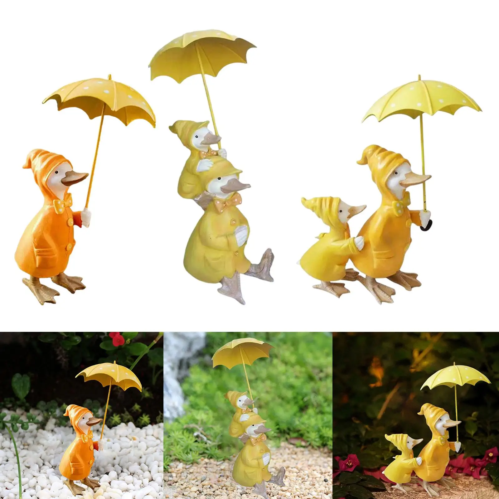 

Duck Holding Umbrella Statue Decorative Collectible Craft Resin Figurine Garden Decor for Outside Yard Home Office Indoor Home
