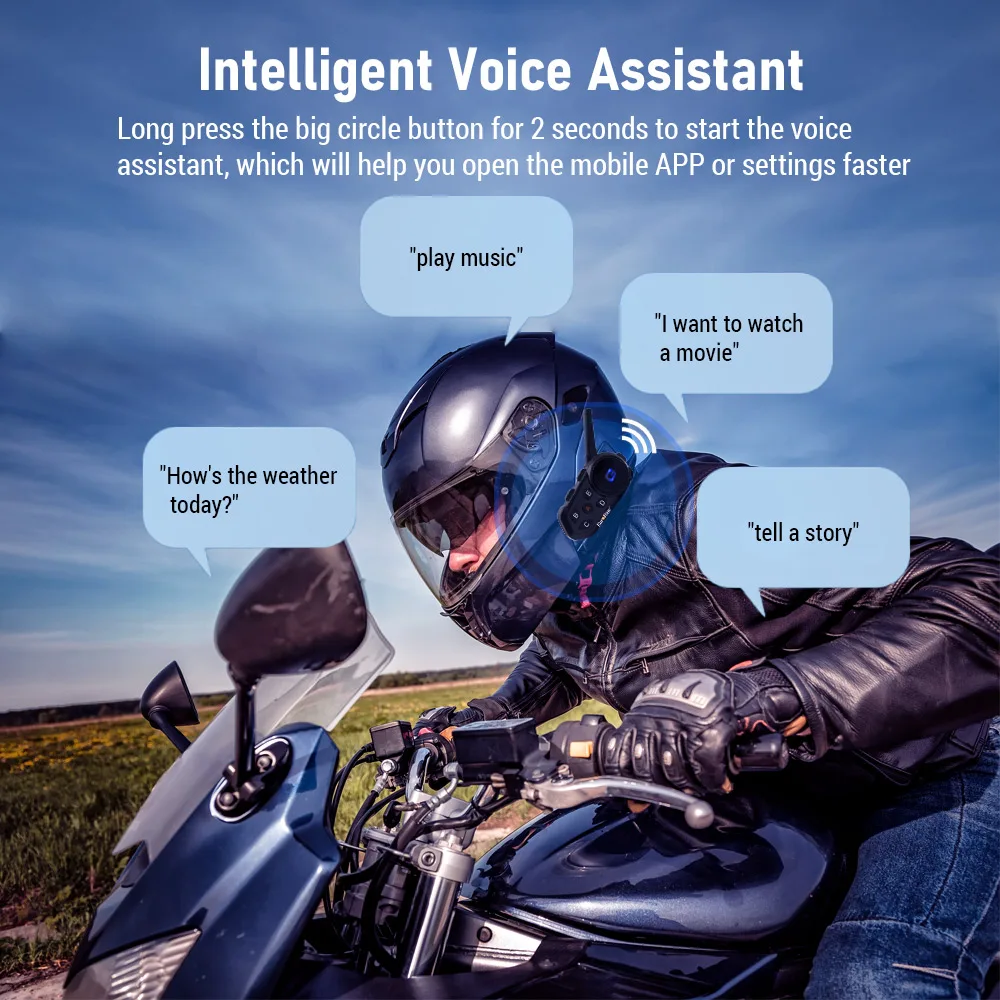 خوذة اتصال داخلي للدراجات النارية BT سماعة BT 5.1 IP 67 مكبر صوت داخلي مع ميكروفون 2 في 1 S6
