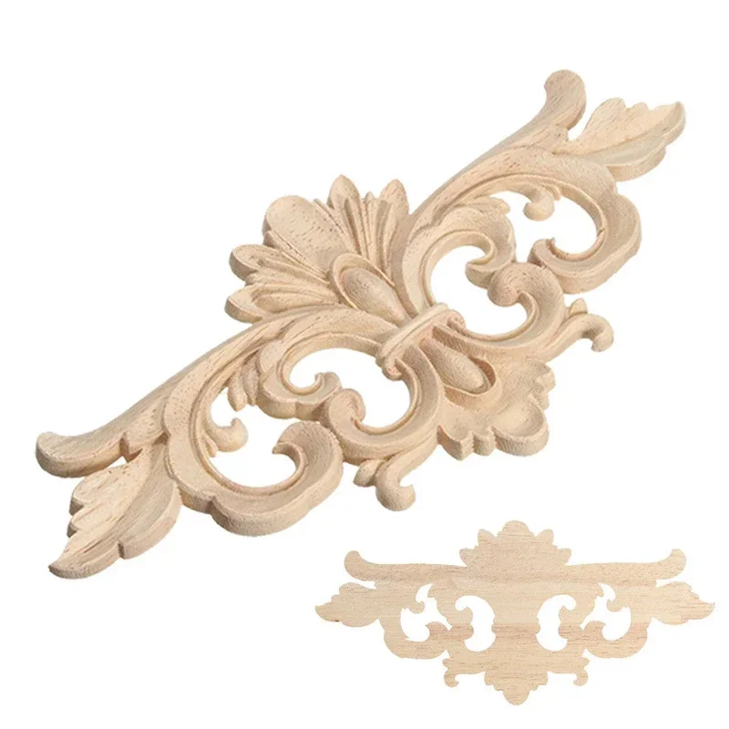 1Pc Classic Wood Carved Corner Applique Frame Unique Natural Floral Wood Carved Vintage Furniture Frame Wall Door Craft Decor