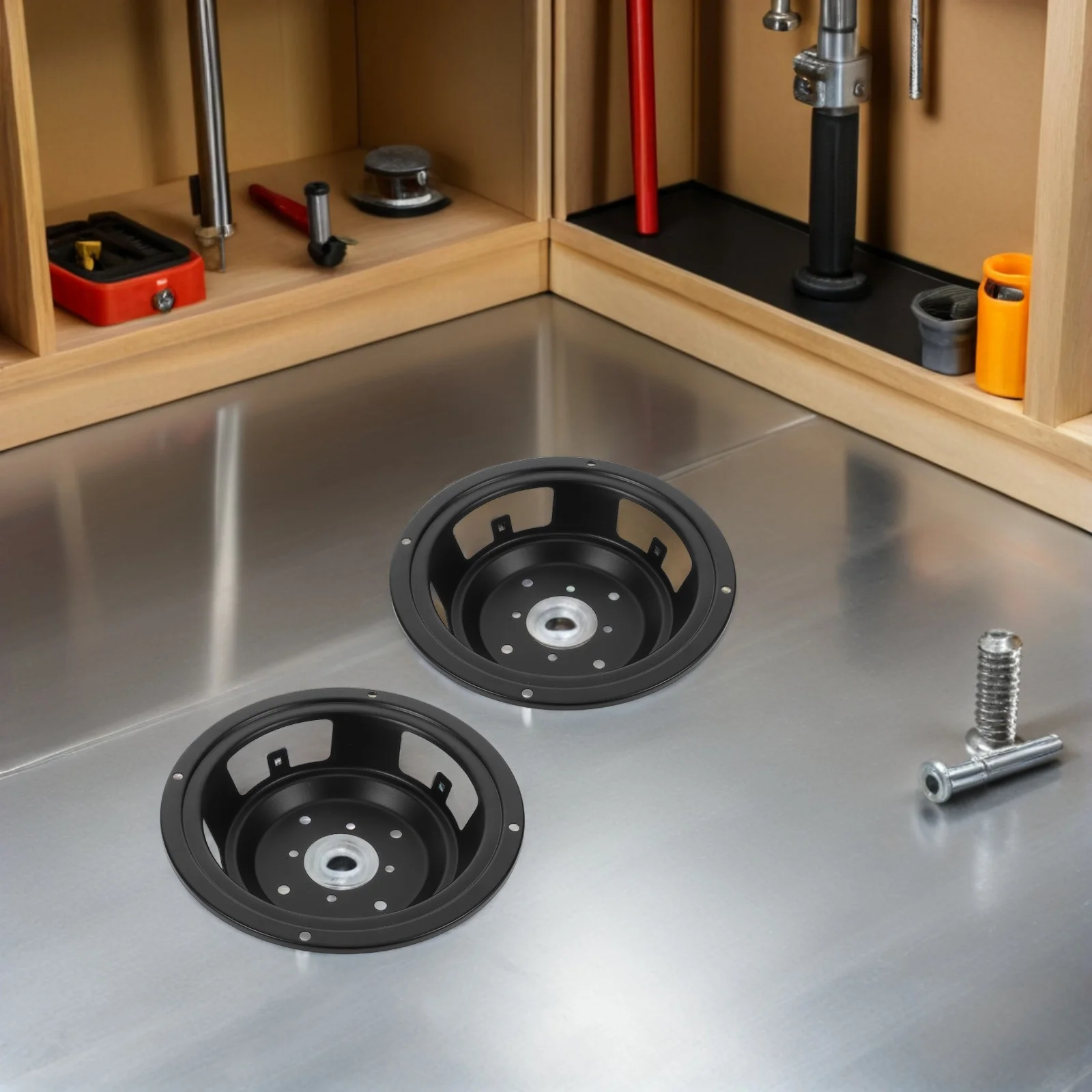 

2Pcs 5-Inch Round Iron Speaker Frame Heavy-Duty Bracket for Audio Equipment Small Performances Black